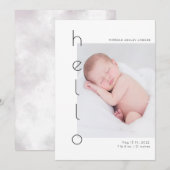 minimalistische hallo foto geboorteaankondiging kaart (Voorkant / Achterkant)
