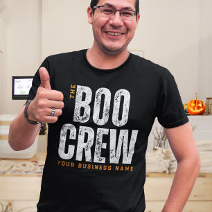 Minimalistische Halloween Boo Crew Bedrijfsnaam T-shirt