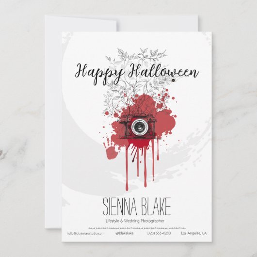 Minimalistische Halloween Fotograaf Groet Kaart (Voorkant)