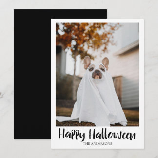 Minimalistische Halloween-kerstkaart voor huisdier Feestdagenkaart