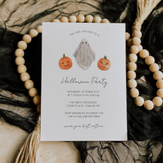 Minimalistische Halloween Party Uitnodiging Ghost
