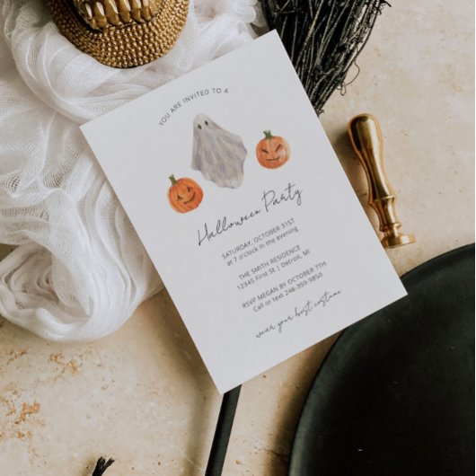 Minimalistische Halloween Party Uitnodiging Ghost