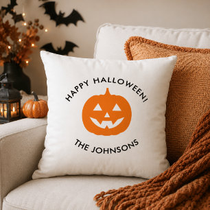 Minimalistische Halloween Pompoen – Persoonlijke F Kussen
