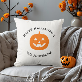 Minimalistische Halloween Pompoen – Persoonlijke F Kussen