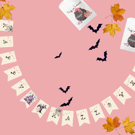 Minimalistische halloween schattig geel roze vlaggetjes