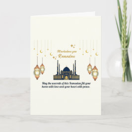 Minimalistische Halvemaan Ramadan Zegeningen Kaart