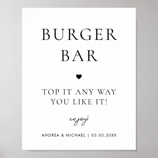 Minimalistische hamburgerbar Bouw je eigen trouwbo Poster (Voorkant)