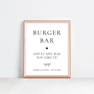 Minimalistische hamburgerbar Bouw je eigen trouwbo Poster