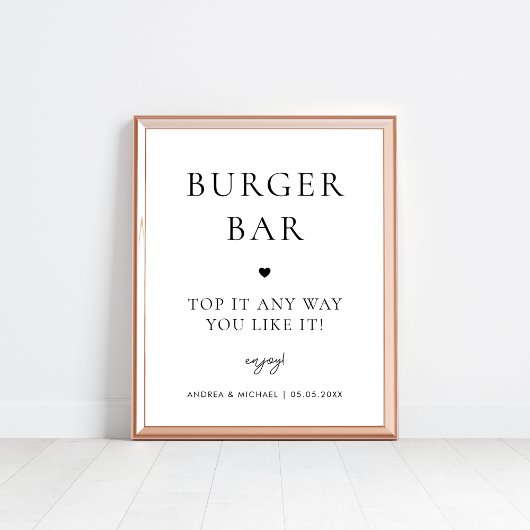 Minimalistische hamburgerbar Bouw je eigen trouwbo Poster