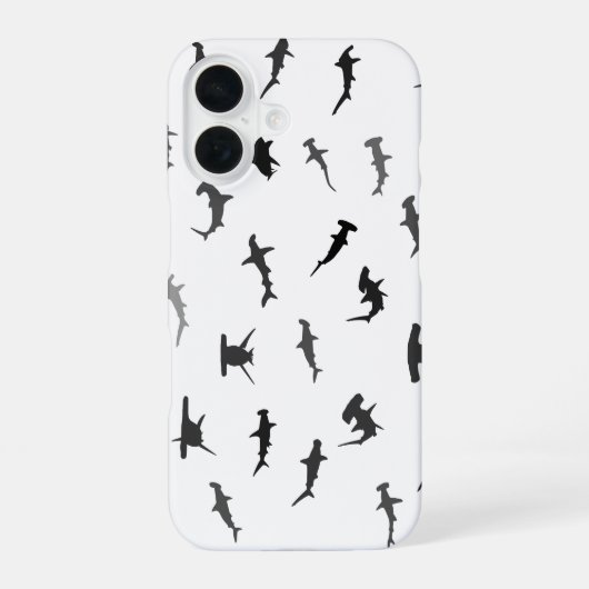 Minimalistische hamerhaai hamerhaai patroon iPhone 16 hoesje (Achterkant)