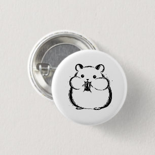Minimalistische hamsterinktpenseelstreekillustrati ronde button 3,2 cm