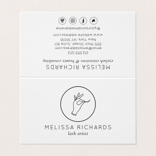 Minimalistische hand en as Logo Aftercare Visitekaartje (Buitenkant ongevouwen)