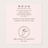 Minimalistische hand en Logo roze aftercare Visitekaartje (Buitenkant ongevouwen)