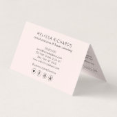 Minimalistische hand en Logo roze aftercare Visitekaartje (Achterkant)