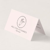 Minimalistische hand en Logo roze aftercare Visitekaartje (Voorkant)