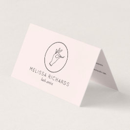 Minimalistische hand en Logo roze aftercare Visitekaartje