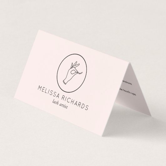 Minimalistische hand en Logo roze aftercare Visitekaartje (Voorkant)