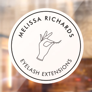 Minimalistische hand- en schuine streep Logo roze Raamsticker