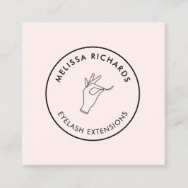 Minimalistische hand- en schuine streep Logo roze Vierkante Visitekaartje