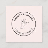 Minimalistische hand- en schuine streep Logo roze Vierkante Visitekaartje (Voorkant)