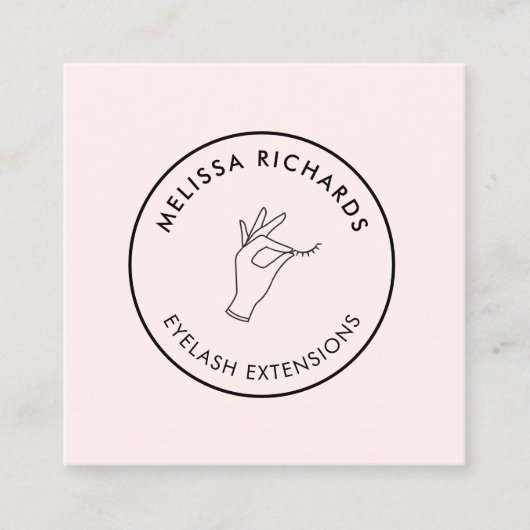 Minimalistische hand- en schuine streep Logo roze Vierkante Visitekaartje (Voorkant)