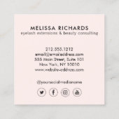 Minimalistische hand- en schuine streep Logo roze Vierkante Visitekaartje (Achterkant)