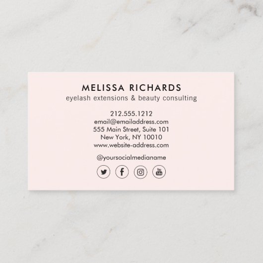 Minimalistische hand- en schuine streep Logo roze Visitekaartje (Achterkant)