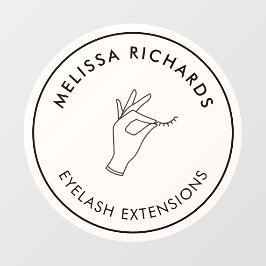 Minimalistische Hand- en Wimpers Cirkel Logo Roze Raamsticker