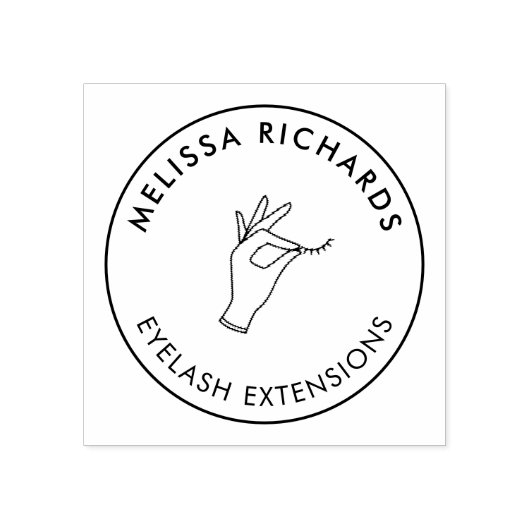 Minimalistische hand en wimpers Cirkel Logo Rubberstempel (Afrduk)