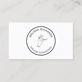 Minimalistische Hand en wimpers Cirkel Logo Wit Visitekaartje
