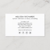 Minimalistische Hand en wimpers Cirkel Logo Wit Visitekaartje (Achterkant)