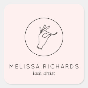 Minimalistische Hand en Wimpers Logo Make-up Artie Vierkante Sticker