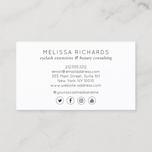 Minimalistische hand en wimpers Logo make-up artie Visitekaartje (Achterkant)