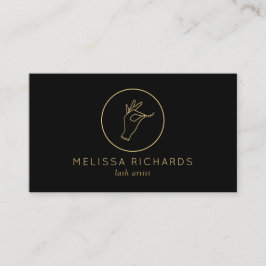Minimalistische Hand en Wimpers Logo Make-up Zwart Visitekaartje