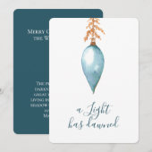 Minimalistische hand geschilderd blauw Waterverf k Feestdagenkaart (Voorkant / Achterkant)