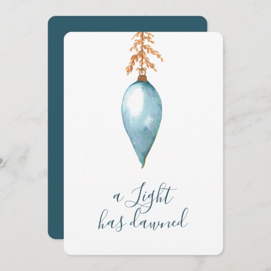 Minimalistische hand geschilderd blauw Waterverf k Feestdagenkaart (Voorkant / Achterkant)