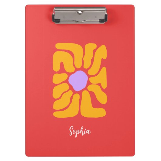 Minimalistische hand getekend Boho Flower Klembord (Voorkant)