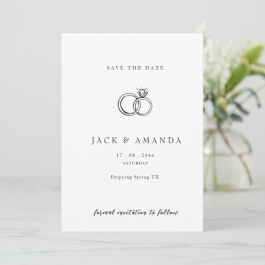 Minimalistische hand getekend Script Wedding opsla Save The Date (Staand voorkant)