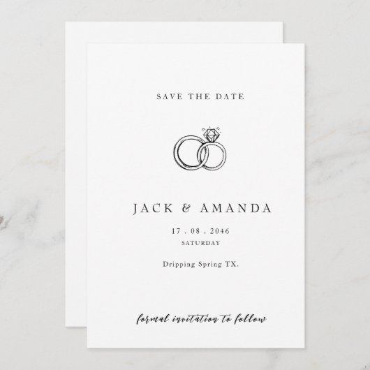 Minimalistische hand getekend Script Wedding opsla Save The Date (Voorkant / Achterkant)