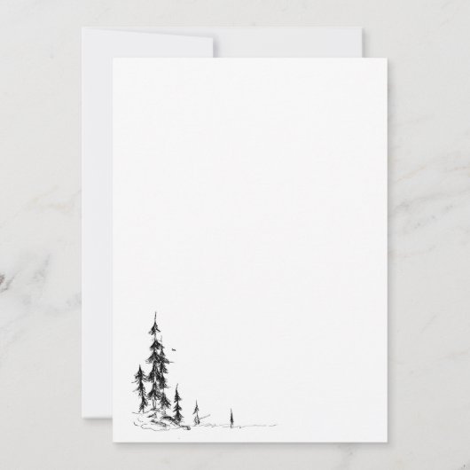 Minimalistische hand getrokken berg bruiloft kaart (Achterkant)