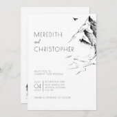 Minimalistische hand getrokken berg bruiloft kaart (Voorkant / Achterkant)