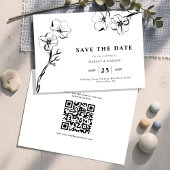 Minimalistische Hand Getrokken Bloemen Wit Huwelij Save The Date
