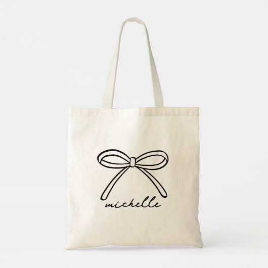 Minimalistische hand getrokken boognaam tote bag (Achterkant)