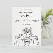 Minimalistische hand getrokken eettafel baby showe kaart (Staand voorkant)