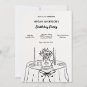 Minimalistische hand getrokken eettafel verjaardag kaart (Voorkant)