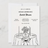 Minimalistische hand getrokken eettafel vrijgezell kaart (Voorkant)