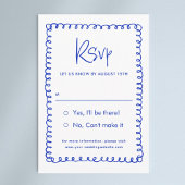 Minimalistische Hand getrokken Frans Blauw Bruilof RSVP Kaartje