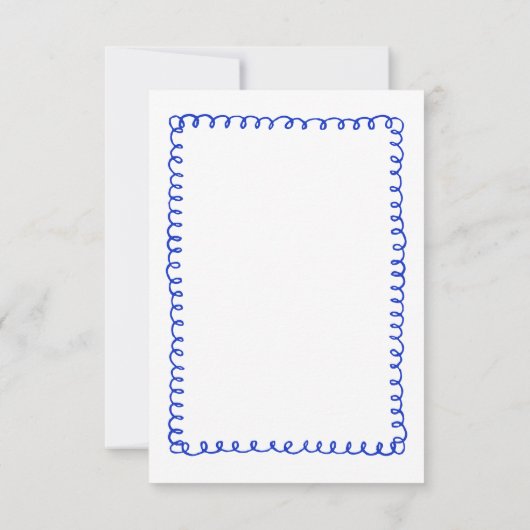 Minimalistische Hand getrokken Frans Blauw Bruilof RSVP Kaartje (Achterkant)