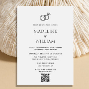 Minimalistische hand getrokken ringen QR code brui Kaart
