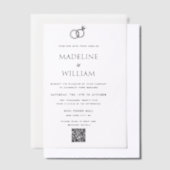 Minimalistische hand getrokken ringen QR code brui Vellum Uitnodigingen (Offset)